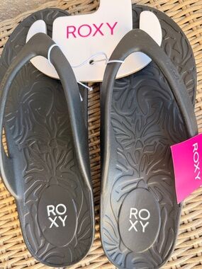 Roxy Women's Black Textured Flip Flop Sandals